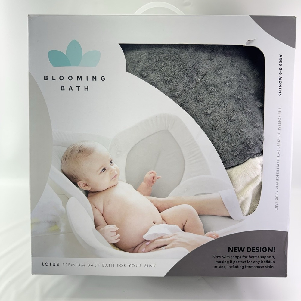 Blooming Bath Lotus 4 Petal Baby Bath Gray Dark Gray Plush Sink Bath Seat